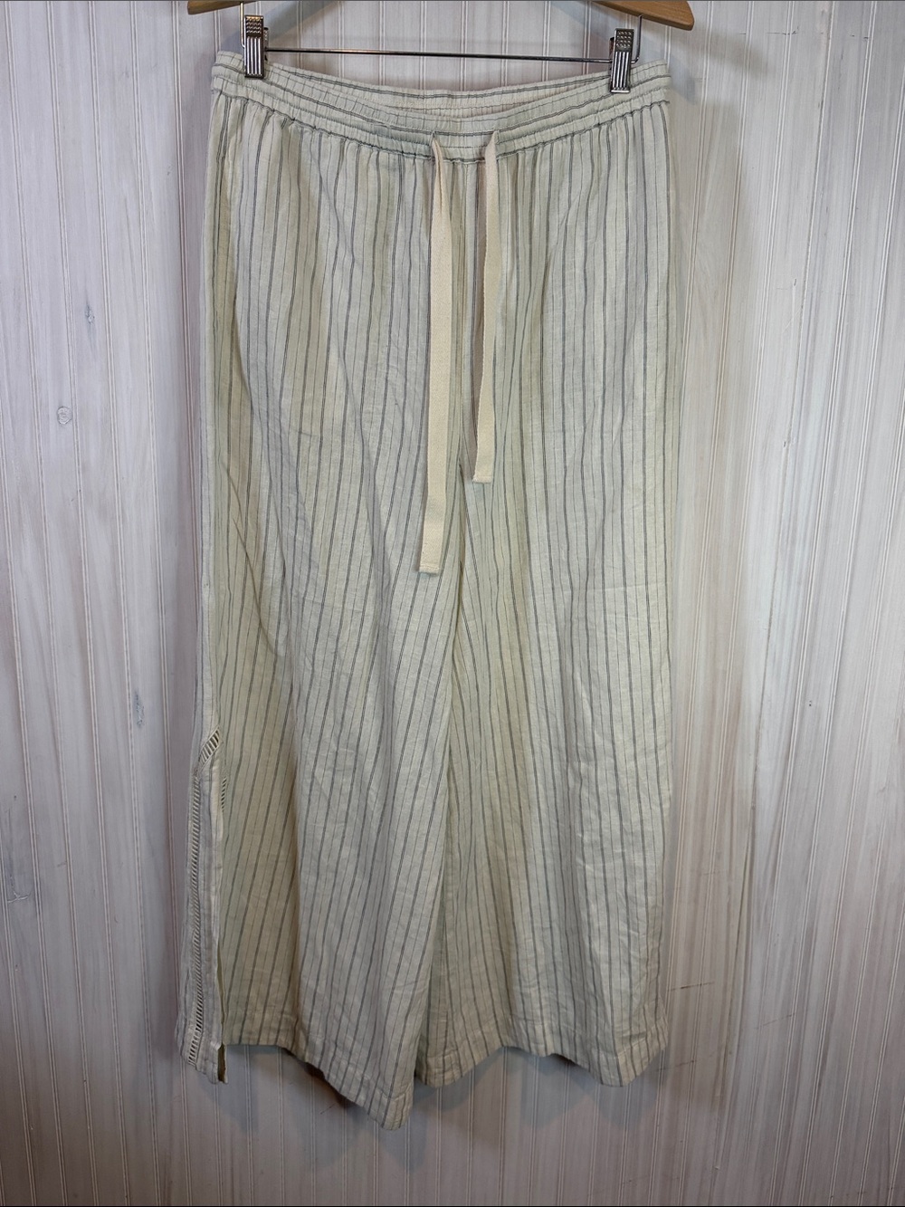 FREE PEOPLE LINEN WIDE LEG STRIPED PANT MEDIUM